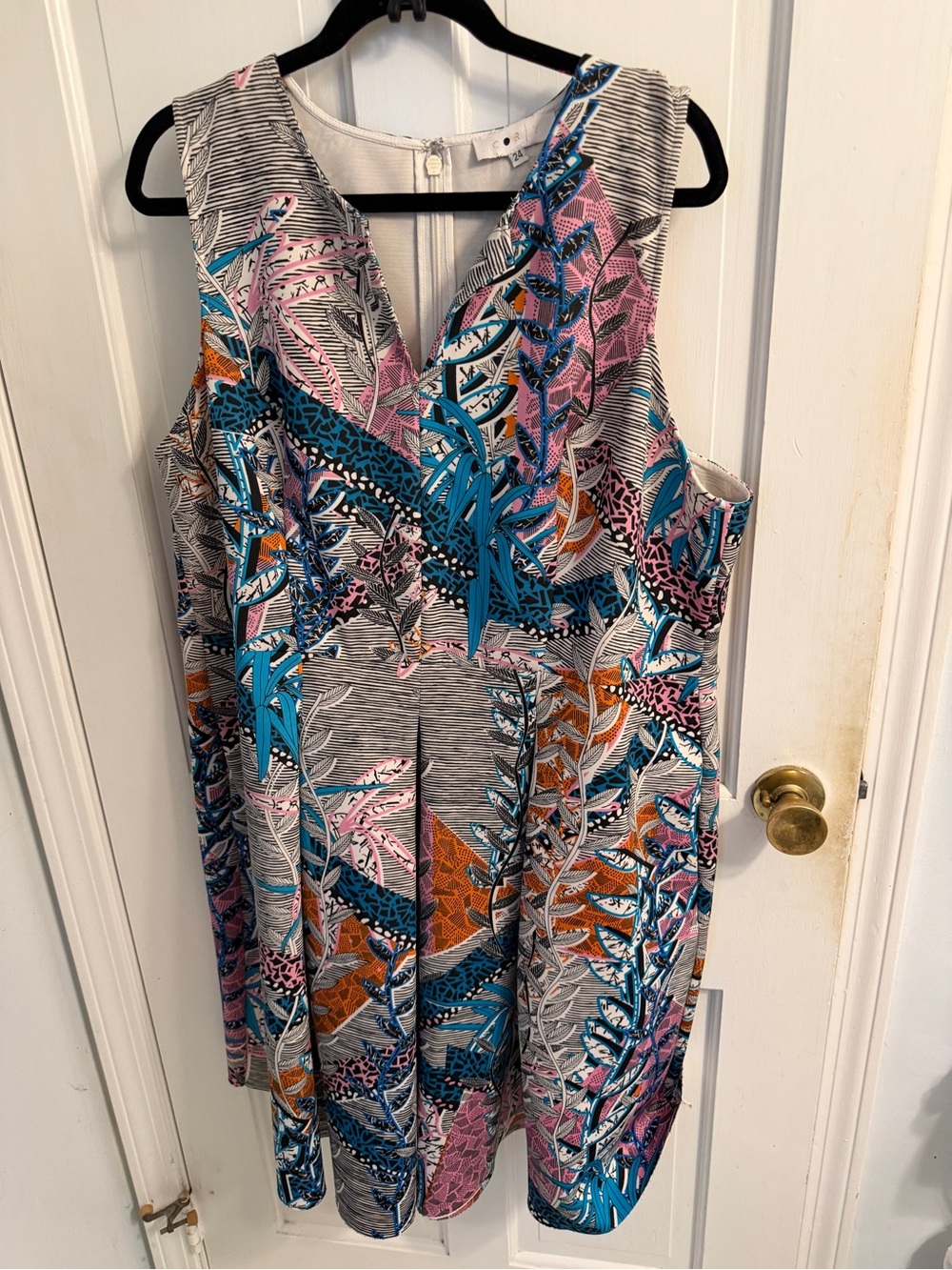 Corey Lynn Calter Multicolor Botanical Print V-Neck Tank Dress